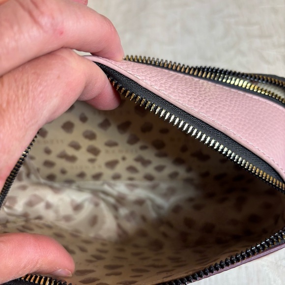 Kedzie Modernist Vegan Leather Double Zipper Small Crossbody. Wine color. - Picture 6 of 11